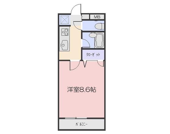 ハイツ八之坪(1K/1階)の間取り写真