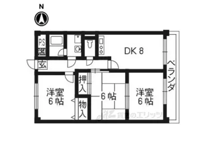 VIASACRA京田辺(3DK/4階)の間取り写真