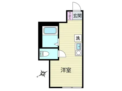 ヒルズ上星川B棟(ワンルーム/1階)の間取り写真