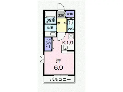 ビル ベリー(1K/1階)の間取り写真