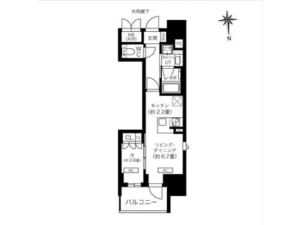 K-COURT谷町四丁目(1LDK/2階)の間取り写真