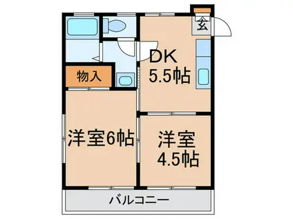 コーポカヤマ(2DK/2階)の間取り写真