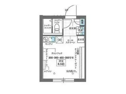 COCOCUBE門前仲町(ワンルーム/4階)の間取り写真