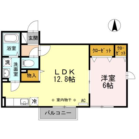 ジュネス湘南(1LDK/2階)の間取り写真