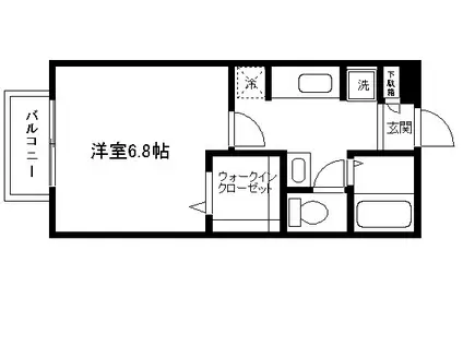 ツインステージA棟(1K/1階)の間取り写真