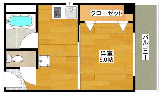 西浦ビル(1DK/3階)の間取り写真