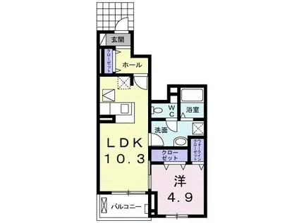 マジェスティ(1LDK/1階)の間取り写真