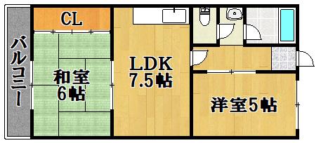 プレアール宝塚仁川(2LDK/3階)の間取り写真