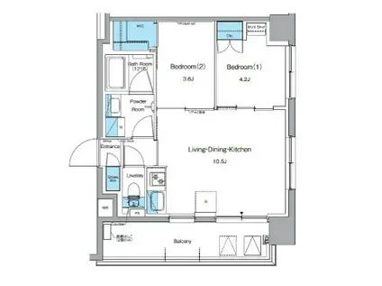 ルフォンプログレ押上イースト ルフォンプログレ押上イースト(2LDK/7階)の間取り写真