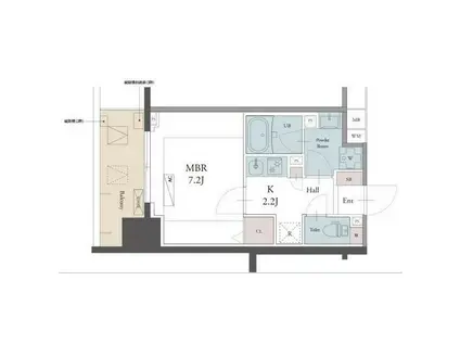 ラグゼナ用賀(1K/7階)の間取り写真