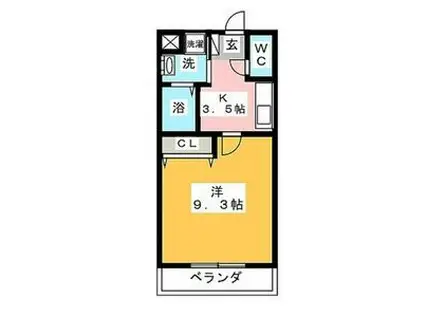 サニーハイツ勝川(1K/1階)の間取り写真