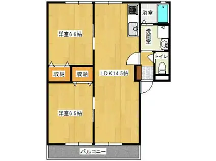 レトア古賀II(2LDK/2階)の間取り写真