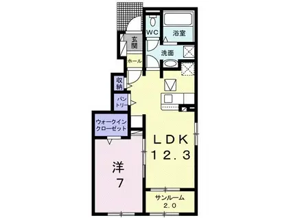 ベル・ウェール B(1LDK/1階)の間取り写真