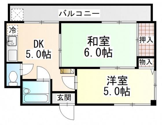 ハイム宮本(2DK/3階)の間取り写真