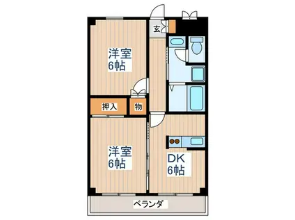 グランドソレーユ(2DK/1階)の間取り写真