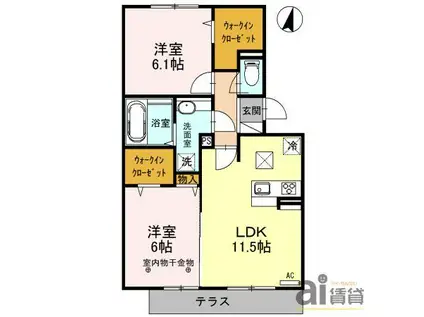 匠乃館C棟(2LDK/1階)の間取り写真
