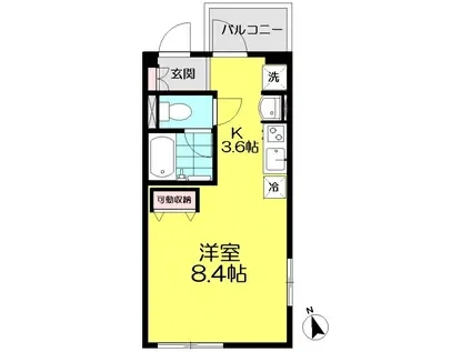 サルバドール(ワンルーム/1階)の間取り写真