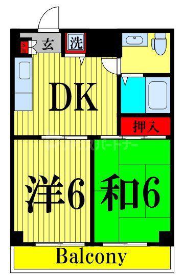 パークサイド関(2DK/3階)の間取り写真