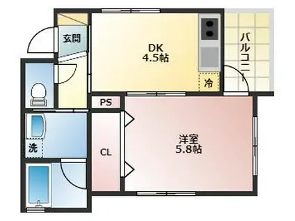 クラシス今津駅前(1DK/3階)の間取り写真