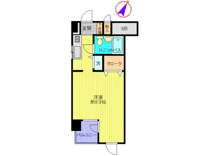 ベルクレエ新百合ヶ丘(1K/4階)の間取り写真