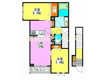 蔵屋マンション第6(2LDK/2階)の間取り写真