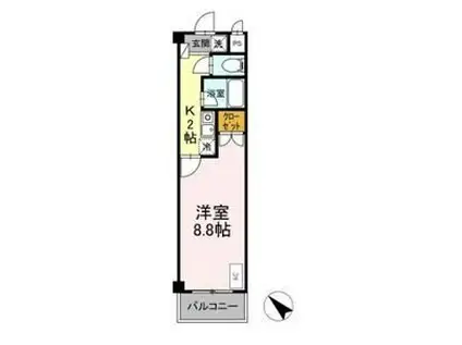 タイムD1(1K/4階)の間取り写真