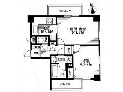 トゥール高輪(1LDK/9階)の間取り写真
