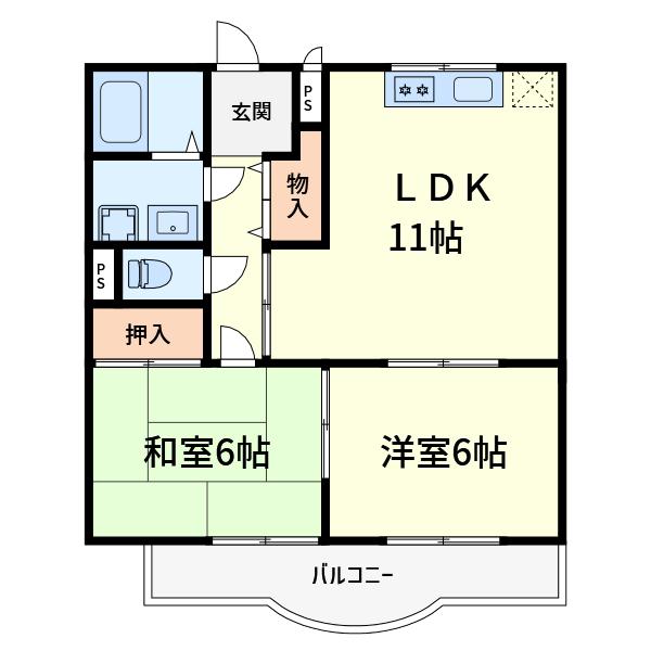 CASA(2LDK/3階)の間取り写真