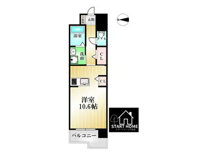 グランクリュ佐古 イースト(1K/5階)の間取り写真