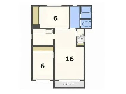 ラフレサ発寒(2LDK/3階)の間取り写真