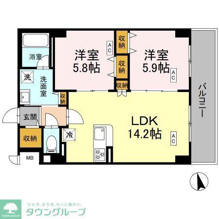 カスタリア西船橋II(2LDK/3階)の間取り写真