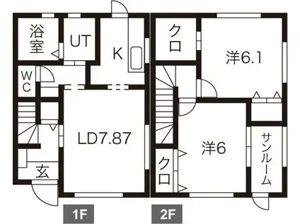 ＪＲ東北本線 日詰駅 徒歩9分 2階建 築19年(2LDK/1階)の間取り写真