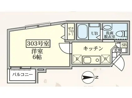 グランツ菊名(1K/3階)の間取り写真