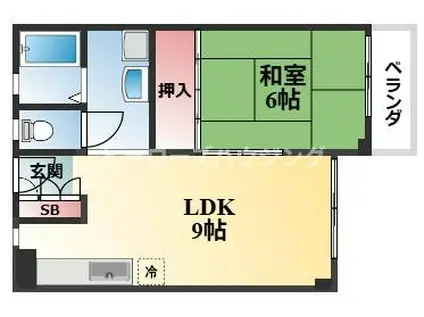 リンデン南桜塚II(1LDK/2階)の間取り写真