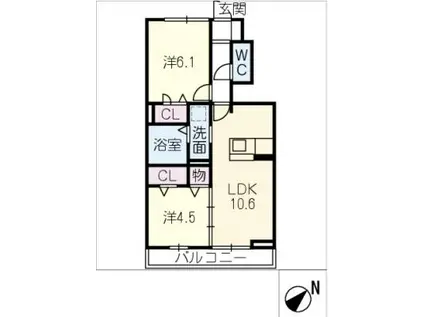 ブルースター(2LDK/1階)の間取り写真