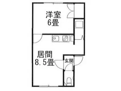 パールハイツ(1DK/3階)の間取り写真