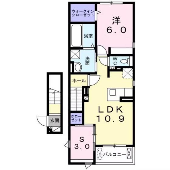 ラ ペ フランI(1LDK/2階)の間取り写真