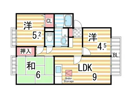 サンガーデン幸 B(3LDK/2階)の間取り写真