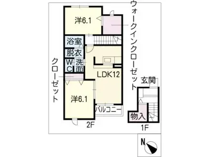 シーサイドサルビアB(2LDK/2階)の間取り写真