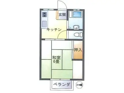 大野ハイツ(1K/2階)の間取り写真