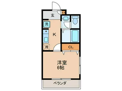 シーバード(1K/2階)の間取り写真
