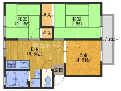 石橋ハイツB・C(3DK/2階)の間取り写真