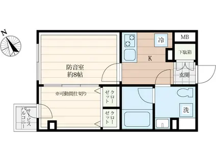 クリオ ラモード新江古田サウンドテラス(1K/1階)の間取り写真