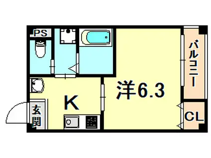 コート西橘通(1K/4階)の間取り写真