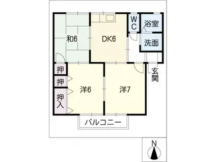 ハイカムール江島(3DK/2階)の間取り写真