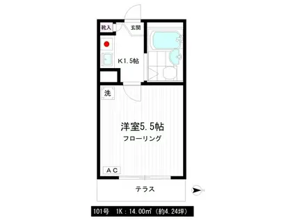 スタンフォード中野(1K/1階)の間取り写真