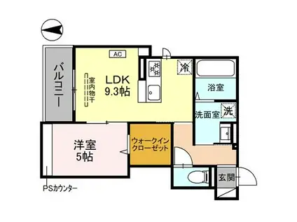 リバーサイド夙川東(1LDK/2階)の間取り写真