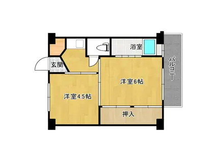 ビレッジハウス木戸5号棟(2K/1階)の間取り写真