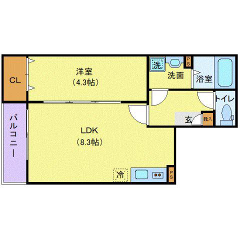 ジーメゾン豊春(1LDK/3階)の間取り写真