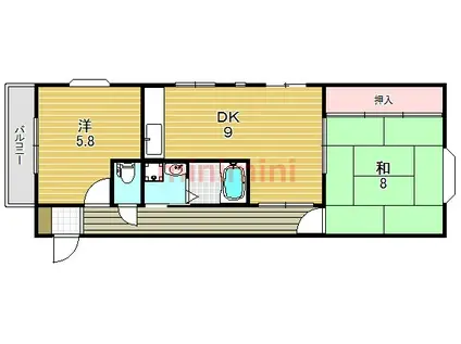 サニーヒル穂積(2LDK/2階)の間取り写真